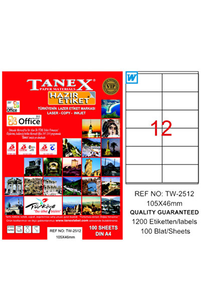 Tanex Laser Label 100 Yp 105X46 Laser-Copy-Inkjet Tw-2512
