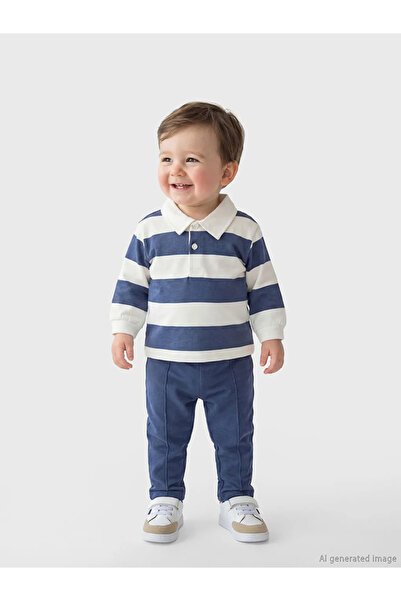 LC Waikiki Lcw Baby Ecru Baby Boy Polo Collar T-Shirt and Pants