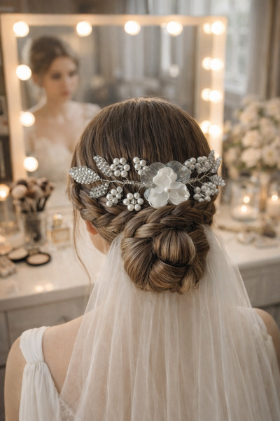 renaitre art İncili, Kristal Boncuk Detaylı Tarak Toka, Gelin Tokası, Özel Gü...