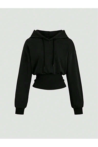 peelter Kadın Siyah Belden Oturtmalı Oversize Casual Crop Doğal Kumaş Pamuklu...