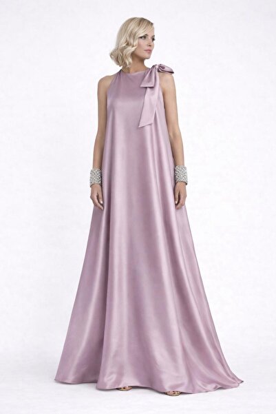 ALYEL NAKER One-Shoulder Bow Detail A-Line Stylish Maxi Dress