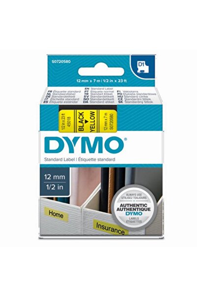 Dymo D1 Şerit Standart 12 MMx7 MT Sarı Üzerine Siyah 45018 S0720580