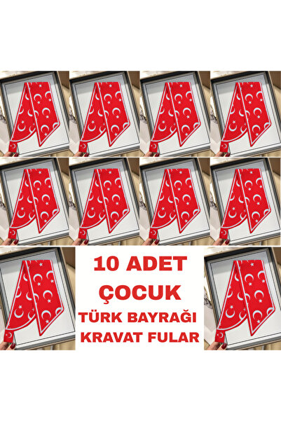 nurfemina 10 ADET Türk Bayrağı Desenli Şık Çocuk Kravat Fular | Ay Yıldızlı O...