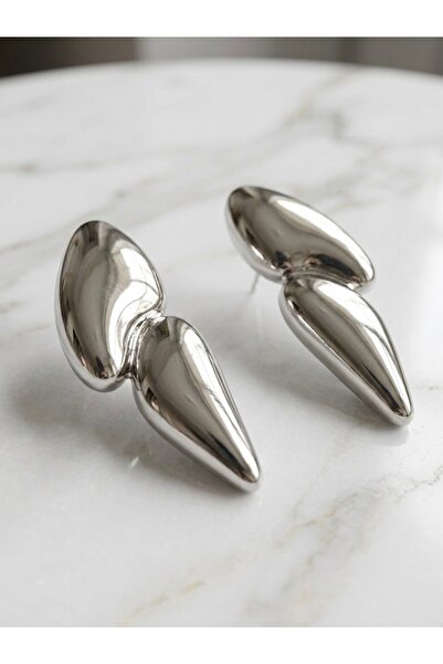 Meneva Aksesuar Heykelsi Modernist Silver Color Earrings