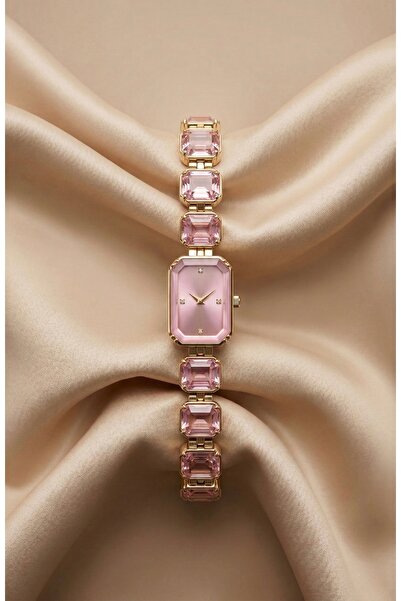 KLISHE Butik Women's Steel Watch with Stones Pink Dial Luxury Edition Vintage...