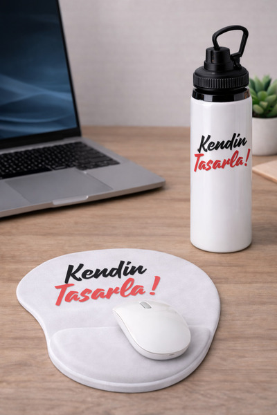 cekud tasarım baskı Kişiye Özel 800 ml Su Matarası + Bilek Destekli Mousepad ...