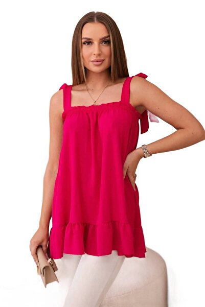 Kesi Blouse with straps and fuchsia bows