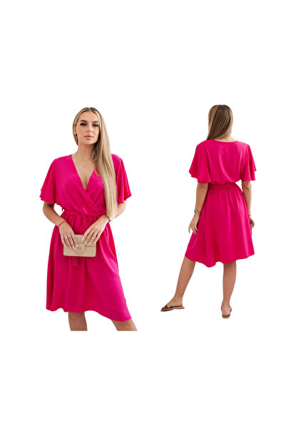 Kesi Rochie fuchsia înfășurată cu curea