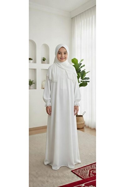 ARMİZA Pmuklu Lace Piece Children's Prayer and Umrah Dress (14-15-16 Years)