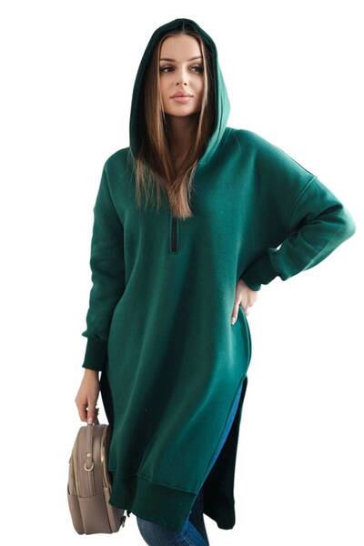 Kesi Hanorac termoizolant verde închis cu fante pe laterale