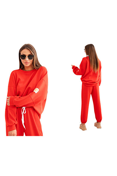Kesi Set roșu de damă cu bluză și pantaloni cu inscripția LOVE red