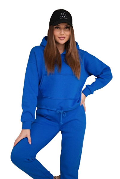 Kesi Set termoizolant cu bluză legată în partea de jos, albastru-albăstrele