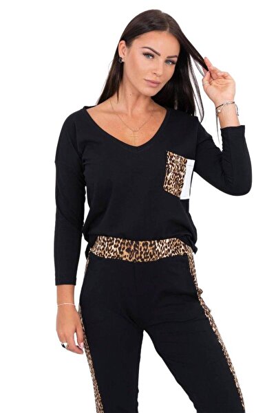 Kesi Set cu imprimeu de leopard negru