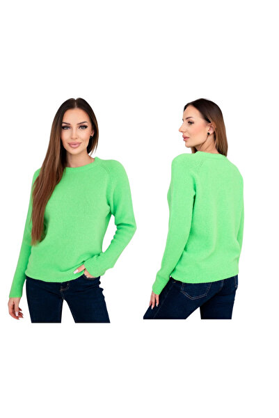 Kesi Pulover de damă verde neon cu o notă de baby alpaca