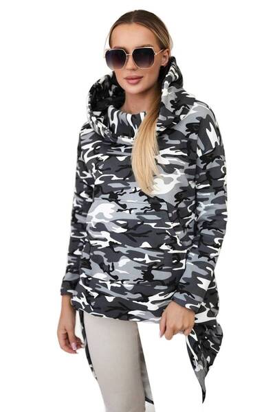 Kesi Hanorac camo cu spate lung gri+negru