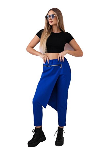 Kesi Pantaloni de iarnă Punto Milano cu fermoar decorativ, albastru-albăstrele