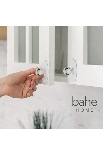 bahe home 1 Adet Kristal Topuz Yapışkanlı Çekmece Dolap Kulpu Duvar Askısı Ço...