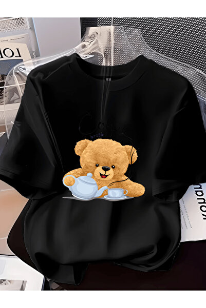 gencerco Μπλουζάκι Coffee Break με σχέδιο αρκουδάκι, τυπωμένο, premium, overs...