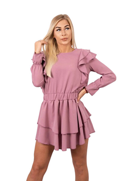 Kesi Rochie cu volane verticale, roz închis