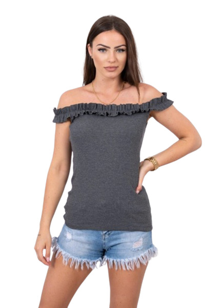 Kesi Graphite Spanish blouse with Ruffled