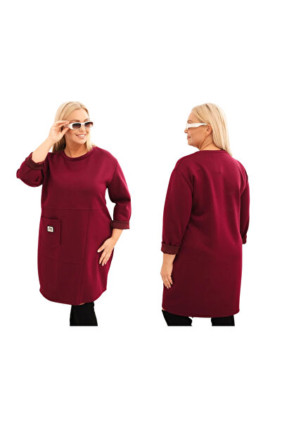 Kesi Rochie de damă cu imprimeu unt, mărime mare, cu buzunar și plum