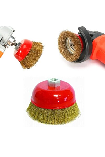 mucit home Çanak Vidalı Dalga Telli Fırça 75mm Saçaklı Çelik Çanak Tel Fırça ...