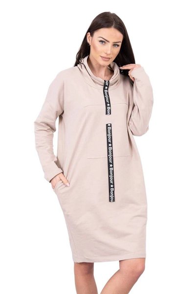 Kesi Rochie bej deschis cu cravată