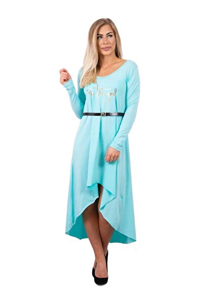 Kesi Rochie verde-verde cu curea decorativă și inscripție