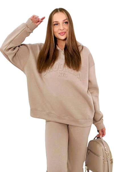 Kesi Set izolat din bumbac: hanorac + pantaloni Brooklyn, bej închis