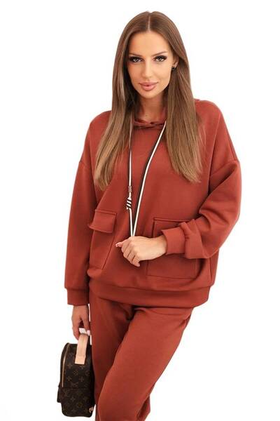 Kesi Set trening supradimensionat pentru femei Ginger cu glugă și pantaloni l...