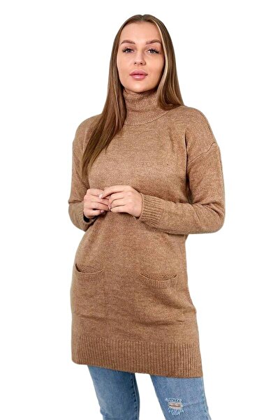 Kesi Pulover cu guler ridicat, culoarea cămilă