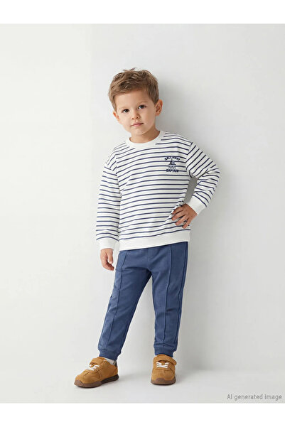 LC Waikiki Lcw Baby Ecru Baby Boy Striped Sweatshirt and Sweatpants