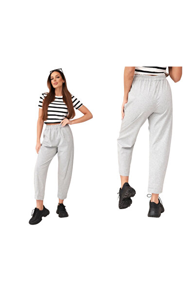 Kesi Pantaloni eleganți de damă gri melanj cu buzunare Summer Punto