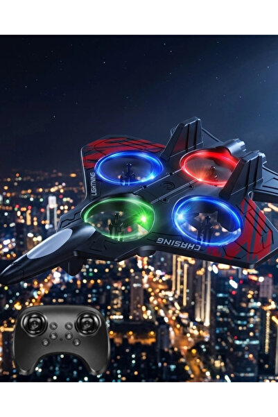 Genel Markalar LED Işıklı Uzaktan Kumandalı Drone Fighter Jet Tasarımlı 360 D...