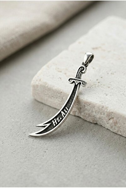 Ebrar Silver Gümüş Zülfikar Kolye Ucu 925 Ayar Gümüş Üzeri H.Z Ali Yazılı Zül...