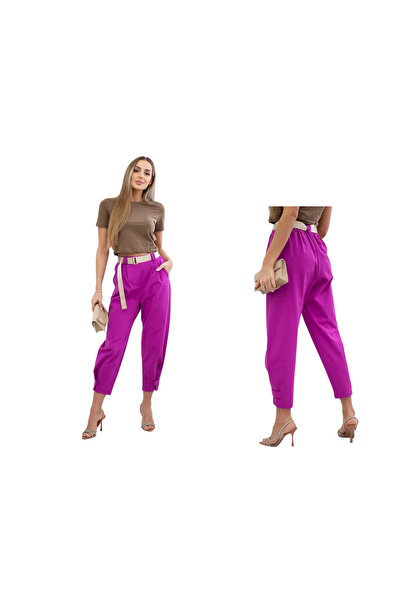 Kesi Pantaloni de damă cu talie înaltă, violet închis, Summer Punto
