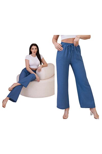 Kesi Pantaloni largi din denim de viscoză pentru femei