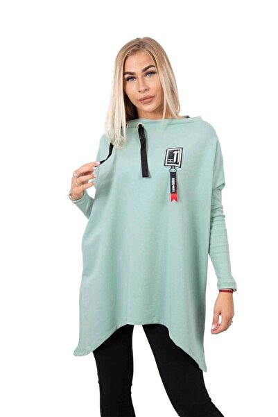 Kesi Hanorac supradimensionat cu laterale asimetrice, mentă închisă