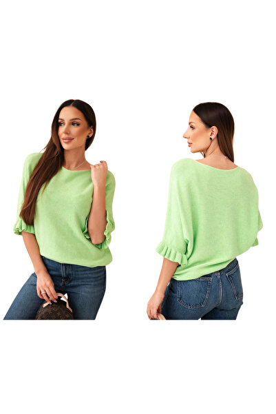 Kesi Pulover din viscoză Apple pentru femei cu volane pe mâneci