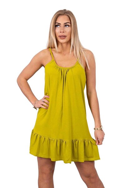 Kesi Rochie kiwi cu bretele subțiri