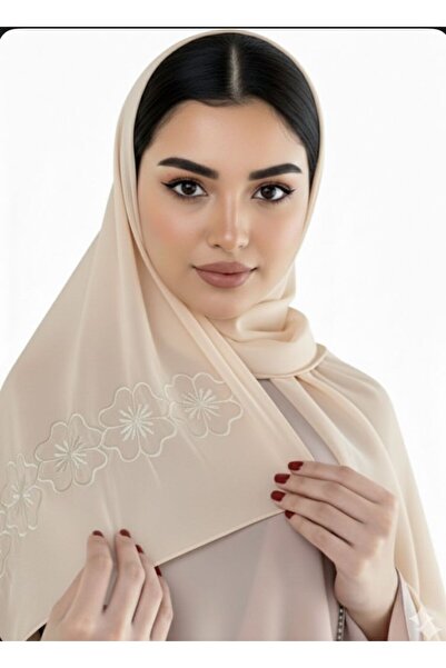 Veil Designer A headscarf with embroidery on both sides, made of Japanese fab...