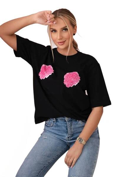 Kesi Black floral Printed Cotton blouse