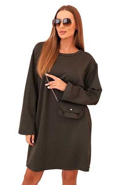 Kesi Women's plus size Viscose dress with khaki Bag