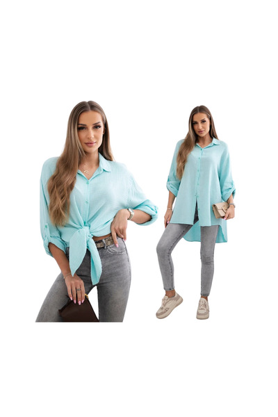 Kesi Women's Cotton shirt, mint color, made of muslin, large size