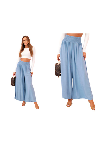 Kesi Blugi largi pentru femei cu talie elastică din viscoză ușoară