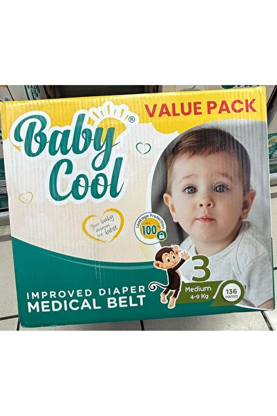 genric حفاظات بيبي كوول Baby cool مقاس رقم 3 حجم متوسط 4-9 Kg مع حماية كاملة ...