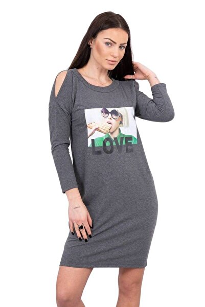 Kesi Rochie cu imprimeu Love, grafit