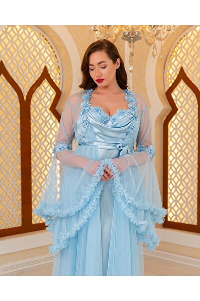 Limas lingerie Special Design Lace , 2-Piece Long Dressing Gown with Rose Det...