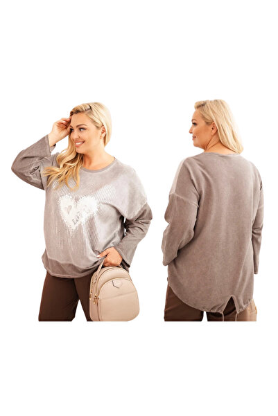 Kesi Hanorac maro pentru femei PLUS SIZE cu imprimeu LOVE