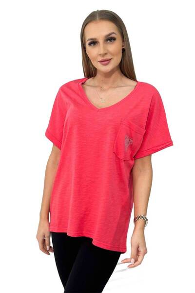 Kesi Raspberry Cotton blouse with Functional Pocket